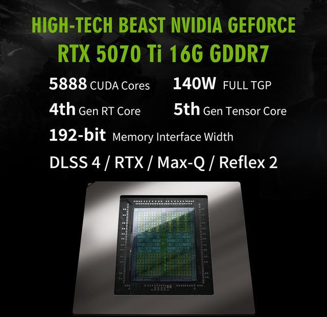 Alt view image 3 of 7 - Hasee T8 Pro-16'' GeForce RTX 5070 Ti Laptop GPU, Intel i7-14700HX-5.5GHz, AI Ready Gaming Laptop, 32GB DDR5 RAM, 1TB SSD, 16'' 300Hz QHD+ 100%sRGB IPS, RGB KB, WiFi7,BT5.4,Win11 Home