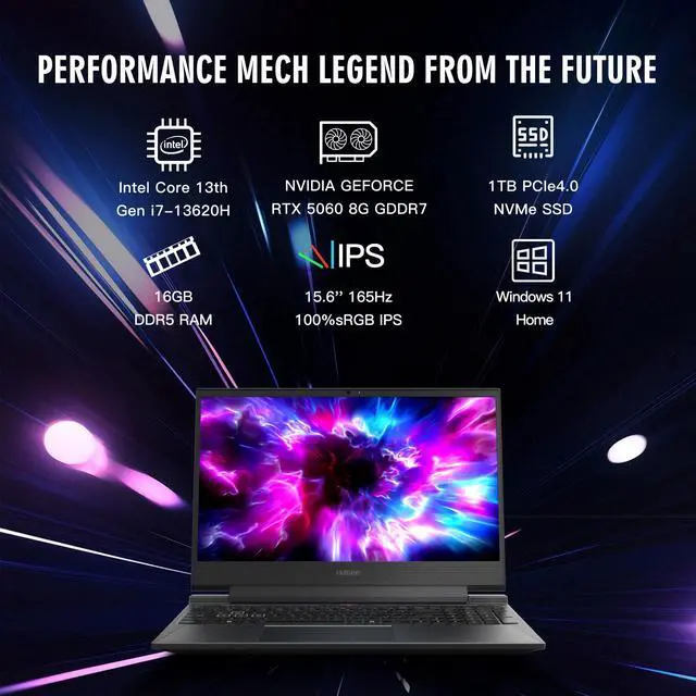 Alt view image 6 of 7 - Hasee S8 (15.6'', i7-13620H, RTX5060), Gaming Laptop, i7-13620H 4.9GHz, 16G DDR5 RAM, 1TB NVMe PCIe4.0 SSD, RTX5060 8G GDDR7, 15.6'' 165Hz  IPS Display, Backlit KB, WF6,BT5.4, Win11, Desert Black