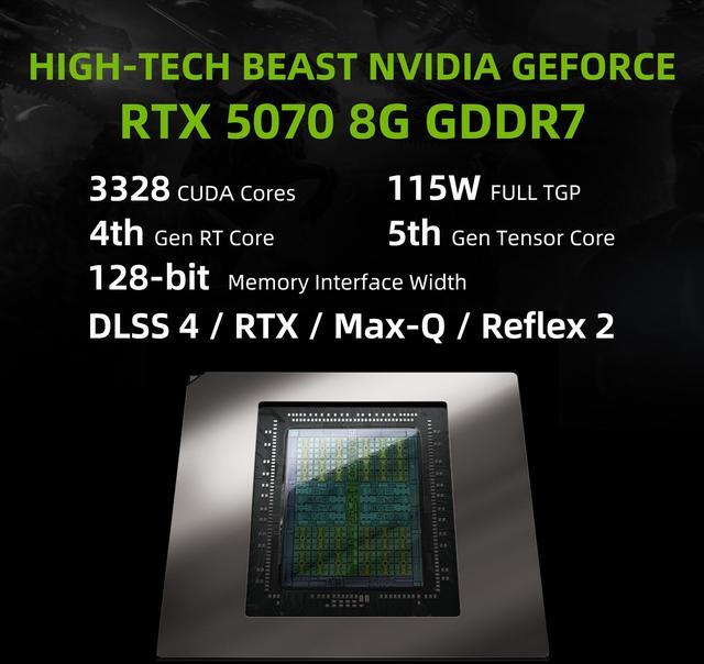 Alt view image 2 of 6 - Hasee S8 (15.6'', i7-13620H, RTX5070), Gaming Laptop, RTX5070 8G GDDR7, i7-13620H 4.9GHz, 32G DDR5 RAM, 1TB NVMe PCIe4.0 SSD, 15.6'' 165Hz IPS Display, Backlit KB, WF6,BT5.4, Win11, Desert Black
