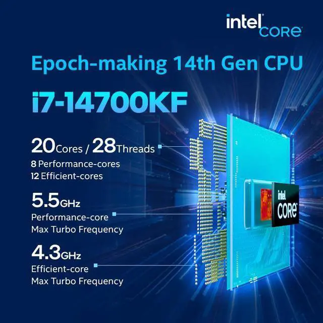 Alt view image 4 of 7 - Hasee P77K Gaming Desktop PC - Win11 - Intel Core i7-14700KF(beat AMD Ryzen 7 9700X) - NVIDIA GeForce RTX 5070 12GB GDDR7 - DLSS 4 - 32GB DDR5 RAM - 1TB M.2 NVMe SSD-Sea View Room-WiFi6E BT5.3