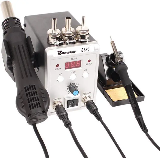 Alt view image 4 of 6 - Solder Station 8586 2in1 Electric Soldering Irons Hot Air Gun SMD Rework Soldering Desoldering Welding Machine Repair Tool Kit