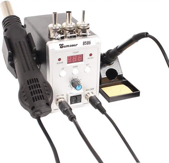 Alt view image 6 of 6 - Solder Station 8586 2in1 Electric Soldering Irons Hot Air Gun SMD Rework Soldering Desoldering Welding Machine Repair Tool Kit