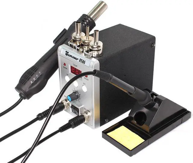 Alt view image 2 of 6 - Solder Station 8586 2in1 Electric Soldering Irons Hot Air Gun SMD Rework Soldering Desoldering Welding Machine Repair Tool Kit