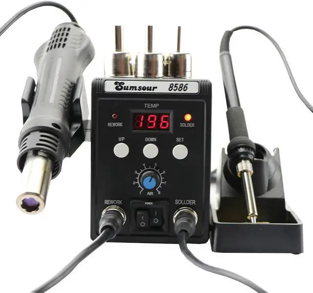 Alt view image 5 of 7 - 8586 2 In 1 BGA SMD Rework Station Soldering Station For Soldering Iron Welding Hot Air Gun Desoldering Repair Tool Kit