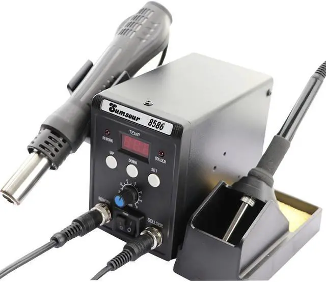 Alt view image 7 of 7 - 8586 2 In 1 BGA SMD Rework Station Soldering Station For Soldering Iron Welding Hot Air Gun Desoldering Repair Tool Kit