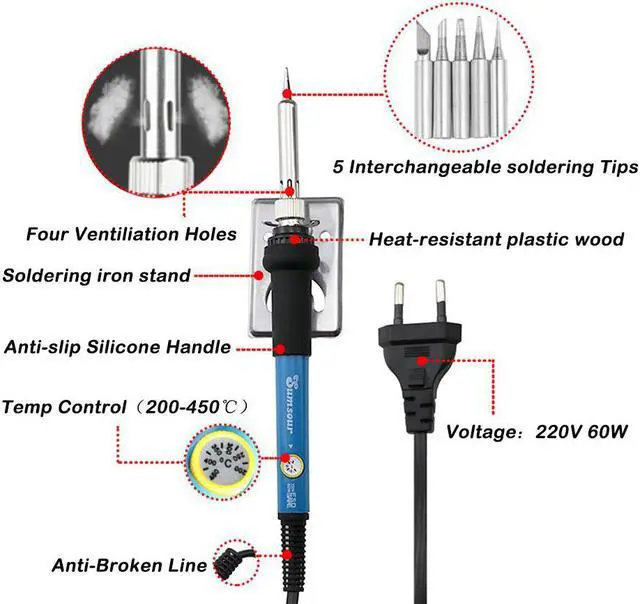 Alt view image 2 of 7 - Solder Iron 60W Adjustable Temperature Electric Soldering Iron 110V / 220V EU / US Plug For Rework Welding Repair Tools