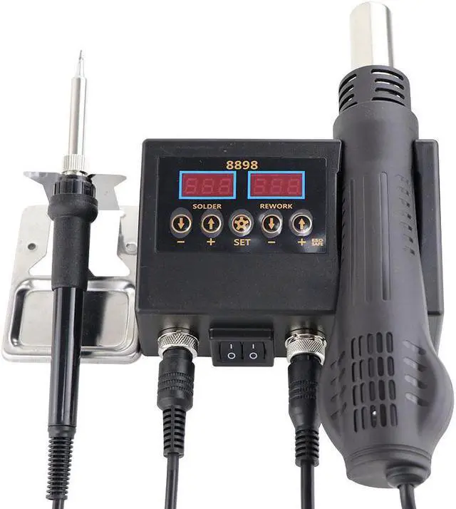 Alt view image 6 of 7 - 8898 2 in 1 Soldering Station Digital Display Hot Air Gun Welding Rework For Cell-Phone BGA SMD PCB IC Repair Solder Iron Tools