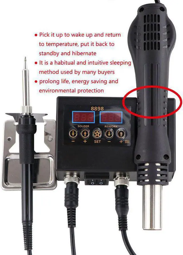 Alt view image 4 of 7 - 8898 2 in 1 Soldering Station Digital Display Hot Air Gun Welding Rework For Cell-Phone BGA SMD PCB IC Repair Solder Iron Tools