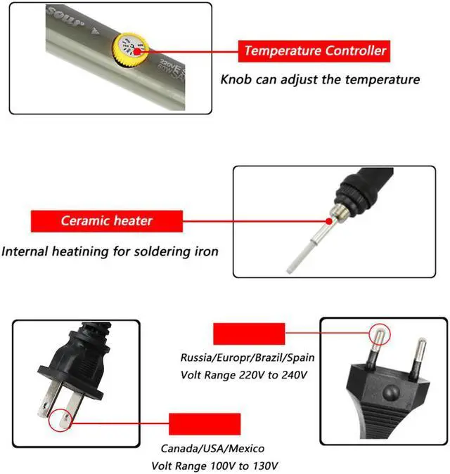 Alt view image 3 of 7 - 80W Soldering Iron Adjustable Temperature Electric Iron Digital Display Welding Rework Repair Tool Lead-free 220V Solder Station
