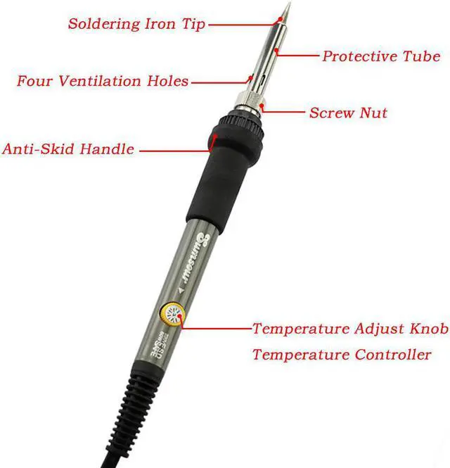 Alt view image 4 of 7 - 80W Soldering Iron Adjustable Temperature Electric Iron Digital Display Welding Rework Repair Tool Lead-free 220V Solder Station