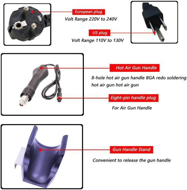 Alt view image 3 of 7 - New Black 858D Soldering Station LED Digital Display Soldering Iron Desoldering Station BGA Rework Soldering Station Tool Kit