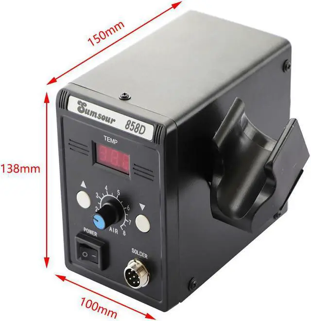 Alt view image 4 of 7 - New Black 858D Soldering Station LED Digital Display Soldering Iron Desoldering Station BGA Rework Soldering Station Tool Kit