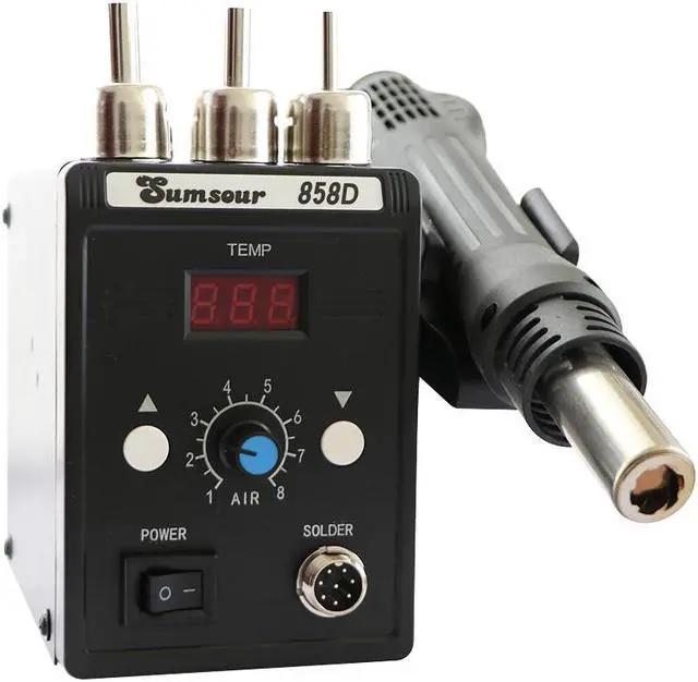 Alt view image 6 of 7 - New Black 858D Soldering Station LED Digital Display Soldering Iron Desoldering Station BGA Rework Soldering Station Tool Kit