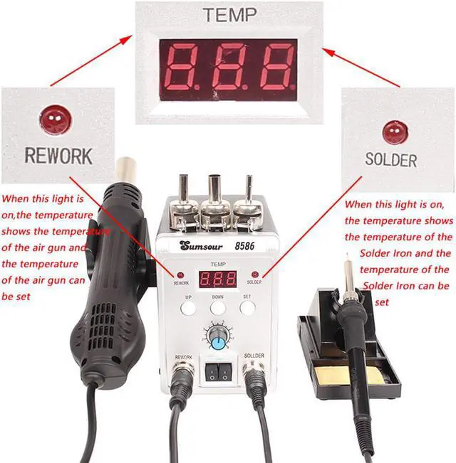 Alt view image 4 of 7 - 8586 Electric Hot Air Soldering Station 700W Rework Hot Air Gun For Welding Repair