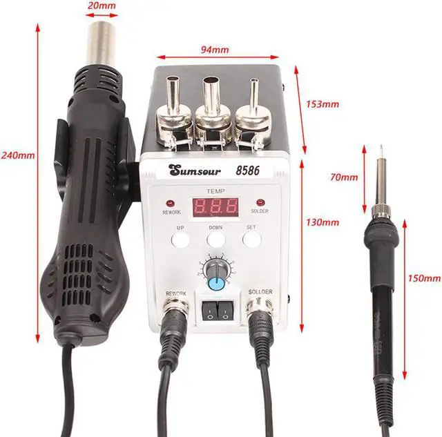 Alt view image 5 of 7 - 8586 Electric Hot Air Soldering Station 700W Rework Hot Air Gun For Welding Repair