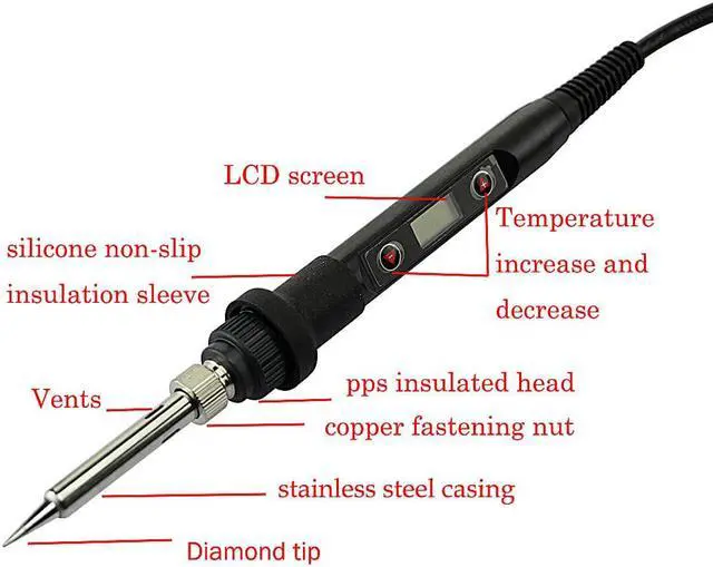 Alt view image 7 of 7 - 80W Soldering Iron Adjustable Temperature Electric Iron LCD Digital Display Welding Repair Lead-free 220V / 110V Solder Station