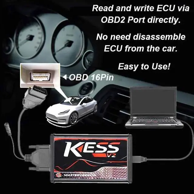 Alt view image 4 of 7 - Newest Software Unlimited Online Red EU 2.80 V2.80 EU Red KESS V2.8 V2 V5.017 Full Chip OBD2 Tuning ECU Chip Programmer