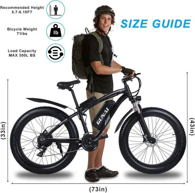 Alt view image 5 of 7 - GUNAI MX02S 1000W 26 Fat Tire Electric Bike with 48V 17Ah Removable Battery