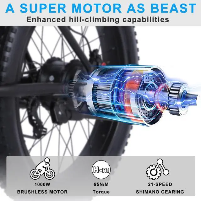 Alt view image 7 of 7 - GUNAI MX02S 1000W 26 Fat Tire Electric Bike with 48V 17Ah Removable Battery