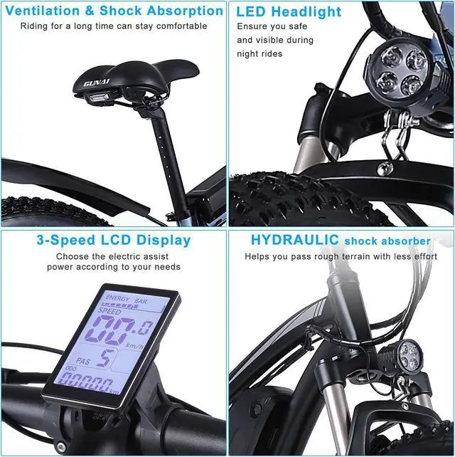 Alt view image 4 of 7 - GUNAI MX02S 1000W 26 Fat Tire Electric Bike with 48V 17Ah Removable Battery