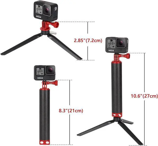 Alt view image 3 of 6 - HSU Waterproof Floating Carbon Fiber Hand Grip Compatible with GoPro Hero 10 Black/Hero 9 Black, Handle Mount for Hero 8/7/6/5/4/ AKASO Campark Osmo Action Camera/Xiao Yi Action Camera
