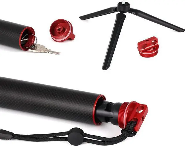 Alt view image 5 of 6 - HSU Waterproof Floating Carbon Fiber Hand Grip Compatible with GoPro Hero 10 Black/Hero 9 Black, Handle Mount for Hero 8/7/6/5/4/ AKASO Campark Osmo Action Camera/Xiao Yi Action Camera