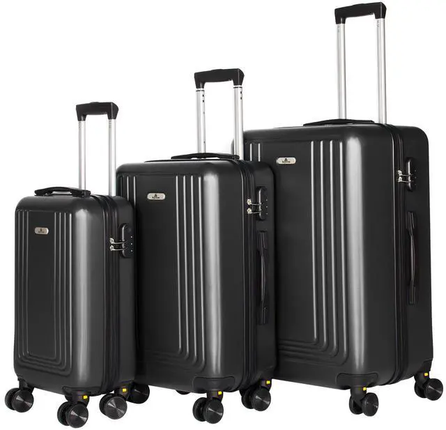 Main image of SKYTREE Hardshell Luggage Set 3-Piece (20in 24in 28in) with TSA Lock and 360° Silent Spinner Wheels, Lightweight ABS Carry-On & Checked Bags - Black Travel Suitcase