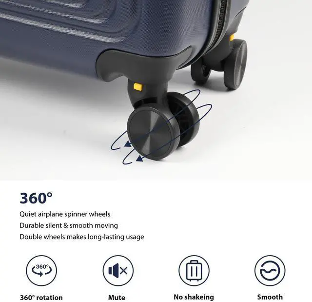 Alt view image 6 of 7 - SKYTREE Hardshell Luggage Set 3-Piece (20in 24in 28in) with TSA Lock and 360° Silent Spinner Wheels, Lightweight ABS Carry-On & Checked Bags - Dark Blue Travel Suitcase