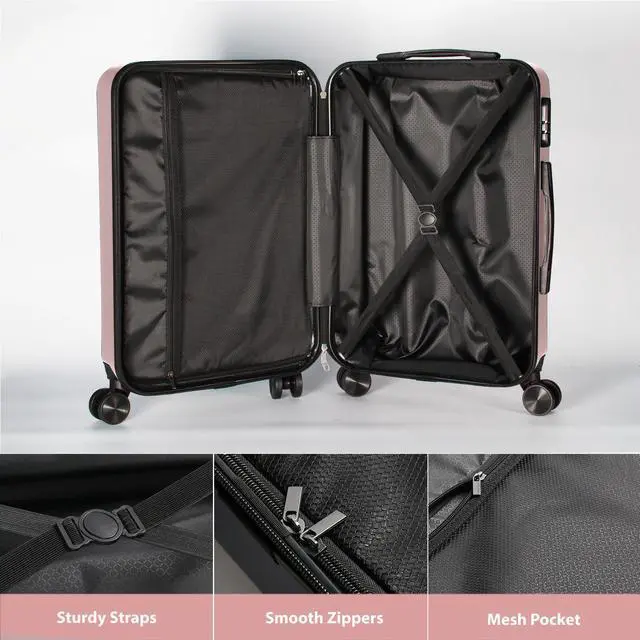 Alt view image 4 of 7 - SKYTREE Luggage 3 Piece Set, ABS Hardshell Suitcase Set With Scratch-Resistant Surface, Four Multi-directional Wheels, Light weight Carry On, 18in22in26in