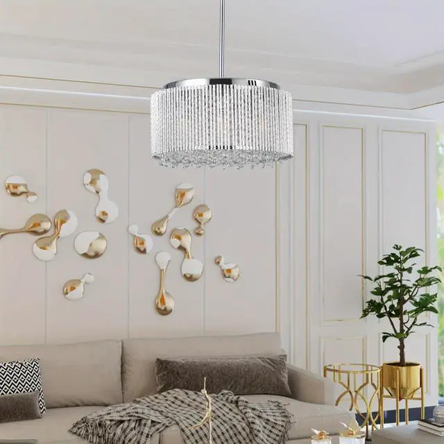 Main image of SKYTREE Modern Crystal Chandeliers, Living Room Dining Room Round Luxury Decorative Crystal Lights, Luxury Home Decor Light Fixture