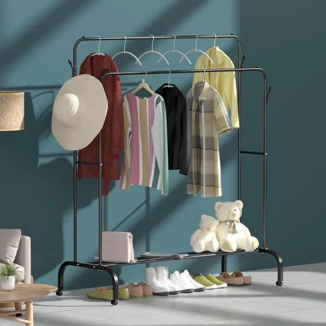 Alt view image 3 of 7 - SKYTREE Heavy-Duty Closet Organizer Durable Design with Two Tiered Hangers Suitable for Various Apparel Styles.(Length 51inch, Width 21.6inch, Height 63inch)