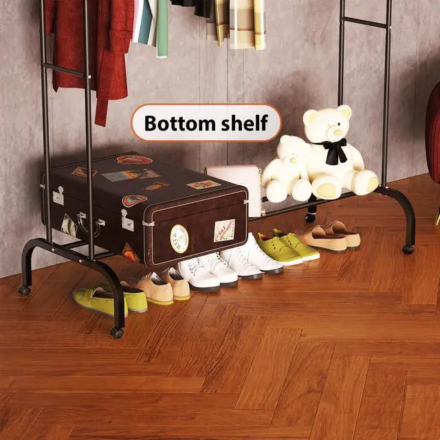 Alt view image 6 of 7 - SKYTREE Heavy-Duty Closet Organizer Durable Design with Two Tiered Hangers Suitable for Various Apparel Styles.(Length 51inch, Width 21.6inch, Height 63inch)