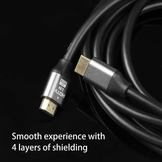 Alt view image 2 of 7 - 4K HDMI Cable 4ft/9ft High-Speed HDMI 2.0 Cord, 4K@60Hz, Braided Nylon, Gold-Plated Connectors, HDR, Ethernet, ARC, 3D, HDCP 2.2 Compatible with PS5/PS4/PS3, HDTV, Monitor, DVD, Streaming Devices