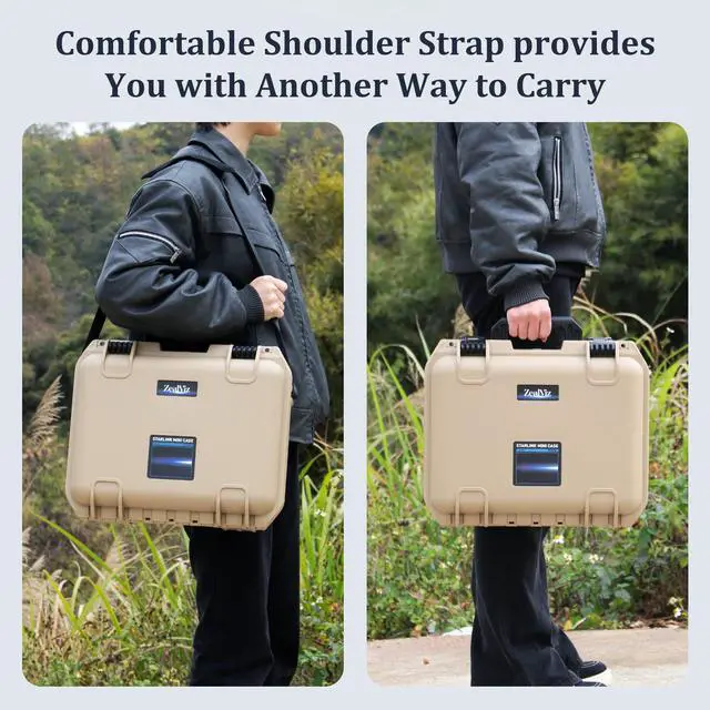 Alt view image 7 of 7 - Satellite Dish Mini Carrying Case, Waterproof Hard Shell Travel Case with Custom Cut EVA Foam, Shockproof Protective Storage Bag for Mini Dish Accessories, Camping RV Hiking, ZVZ-6601Y