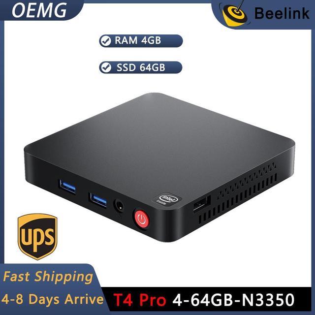 Beelink T4 Pro Mini PC, Celeron N3350 up to 2.4GHz Computer, Mini Desktop  Computer 4GB DDR +64GB, Small Computer Supports Dual HDMI, 4 USB 3.0