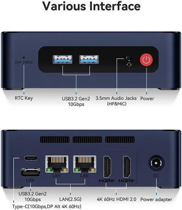 Alt view image 6 of 7 - Beelink Mini PC EQ12 Intel 12th Gen N100(up to 3.4GHz) 4C/4T Mini Computer 16GB DDR5 RAM 500GB SSD Desktop PC Triple Display USB-C&Dual HDMI 4K 60Hz/Dual 2.5Gbps/WiFi6/BT5.2 WIndows 11 PRO