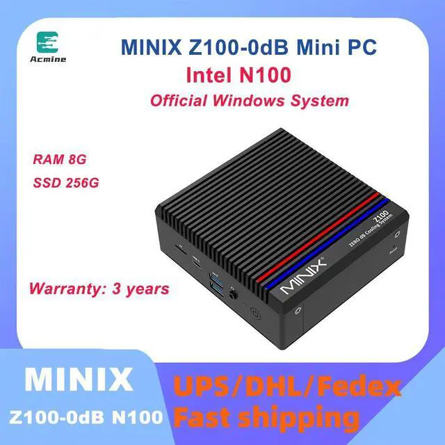 Alt view image 2 of 7 - Jasminer MINIX NEO Z100-0dB Intel N100 Fanless Mini PC up to 3.4Ghz RAM 8GB SSD 256GB M.2 PCIe Gen3 x 4 NVMe DDR4 Windows 11 Pro Desktop Computer, 4K Dual Display/2.5G LAN