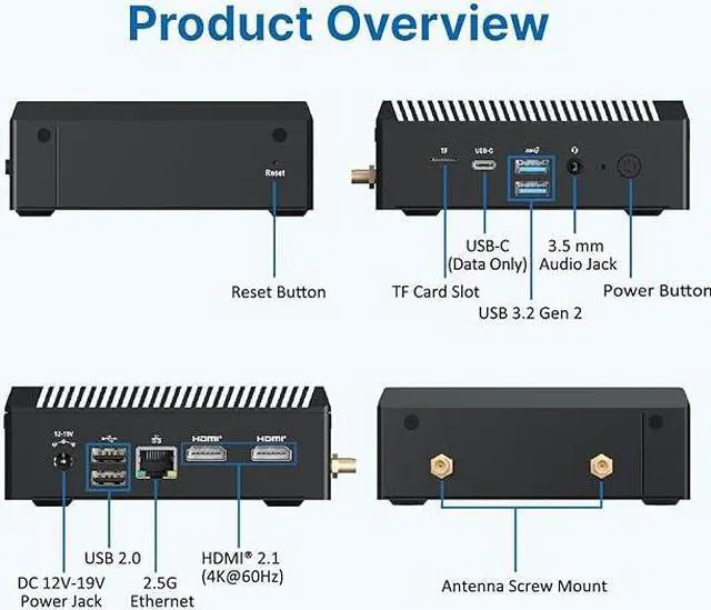 Alt view image 5 of 7 - Jasminer MINIX NEO Z100-0dB Intel N100 Fanless Mini PC up to 3.4Ghz RAM 8GB SSD 256GB M.2 PCIe Gen3 x 4 NVMe DDR4 Windows 11 Pro Desktop Computer, 4K Dual Display/2.5G LAN