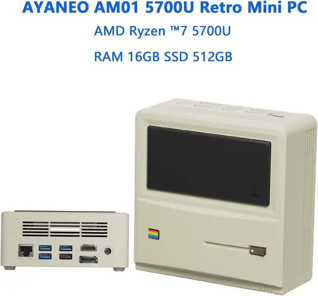 AYA NEO AM01 AMD Ryzen7 5700U Retro Classic mini PC up to 4.3 Ghz 