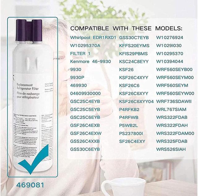 Alt view image 2 of 6 - Kenmore 9081 EDR1RXD1 46-9081, 46-9930, W10295370A W10295370 Refrigerator Water Filter Compatible with Whirlpool EDR1RXD1, 9081, Filter1, Replacement for P8RFWB2L, P4RFWB, System Model P8KB2L