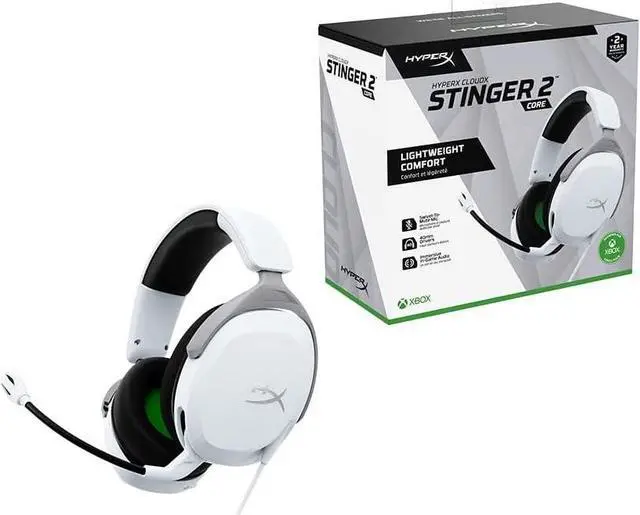 Alt view image 2 of 14 - HyperX CloudX Stinger 2 Core - Gaming Headset for Xbox, Lightweight Over-Ear headsets with mic, Swivel-to-Mute Function, 40mm Drivers - White