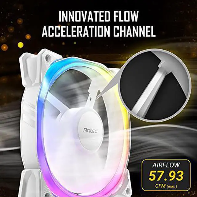 Alt view image 5 of 6 - Antec RGB Fans, PC Fans, 5V-3PIN Addressable RGB Fans, 120mm Fan with Controller, Motherboard SYNC with 5V-3PIN, Fusion 120 ARGB White 5 Packs