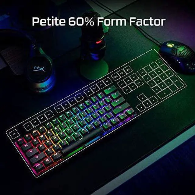 Alt view image 7 of 10 - HyperX Alloy Origins 60 - Mechanical Gaming Keyboard - Ultra Compact 60% Form Factor - Linear Red Switch - Double Shot PBT Keycaps - RGB LED Backlit - NGENUITY Software Compatible - Pink