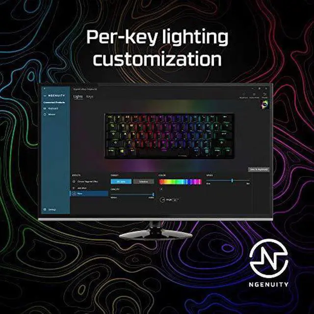 Alt view image 8 of 10 - HyperX Alloy Origins 60 - Mechanical Gaming Keyboard - Ultra Compact 60% Form Factor - Linear Red Switch - Double Shot PBT Keycaps - RGB LED Backlit - NGENUITY Software Compatible - Pink