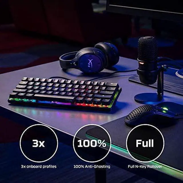 Alt view image 9 of 10 - HyperX Alloy Origins 60 - Mechanical Gaming Keyboard - Ultra Compact 60% Form Factor - Linear Red Switch - Double Shot PBT Keycaps - RGB LED Backlit - NGENUITY Software Compatible - Pink