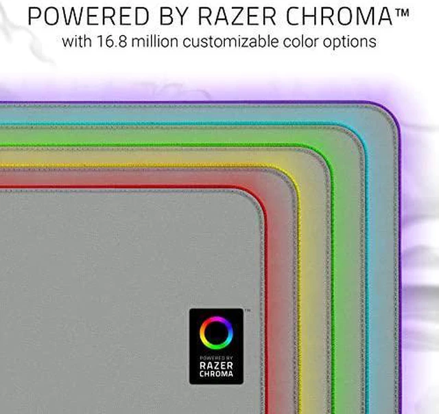 Alt view image 2 of 5 - Razer Goliathus Extended Chroma Gaming Mouse Mat, Chroma RGB Lighting, Non-Slip Rubber Base, Balanced Control, Soft Extended Desk Mat for Gaming & Office, Mercury White