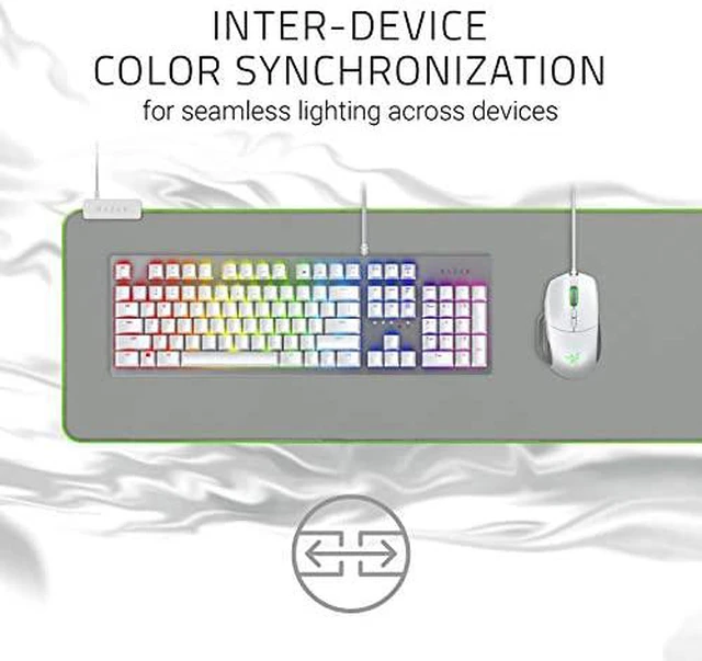 Alt view image 3 of 5 - Razer Goliathus Extended Chroma Gaming Mouse Mat, Chroma RGB Lighting, Non-Slip Rubber Base, Balanced Control, Soft Extended Desk Mat for Gaming & Office, Mercury White