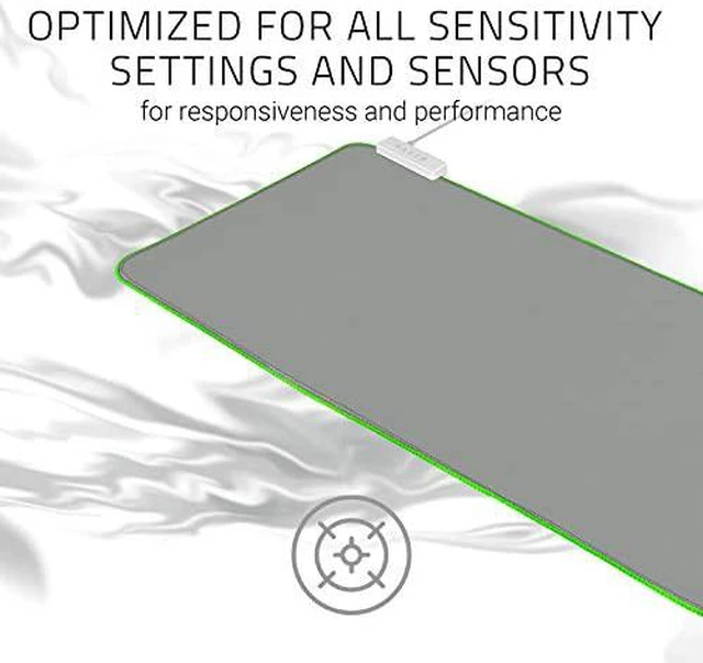 Alt view image 5 of 5 - Razer Goliathus Extended Chroma Gaming Mouse Mat, Chroma RGB Lighting, Non-Slip Rubber Base, Balanced Control, Soft Extended Desk Mat for Gaming & Office, Mercury White