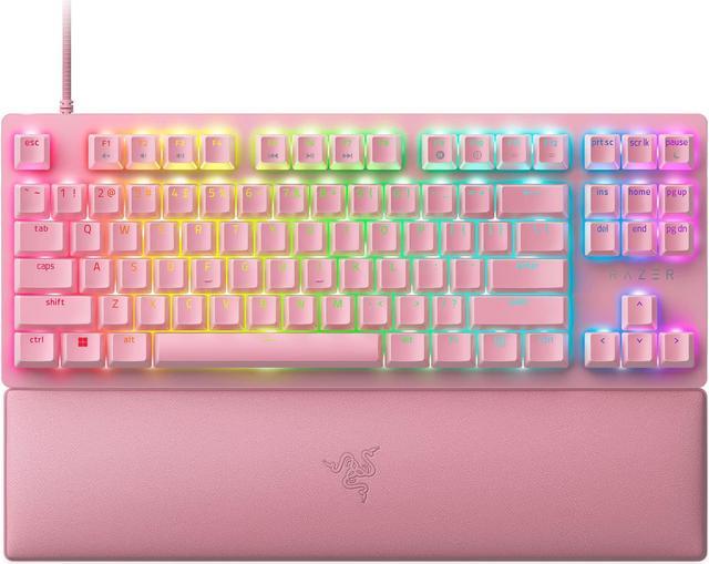 Razer Huntsman V2 TKL Tenkeyless Gaming Keyboard: Fast Linear Optical  Switches Gen2 & 8000Hz Polling Rate - Detachable Type-C Cable - PBT Keycaps  - Ergonomic Wrist Rest - Quartz Pink 