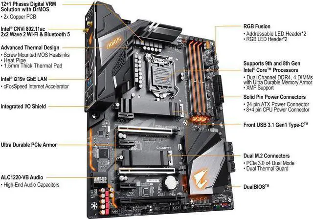 Alt view image 4 of 5 - Gigabyte Z390 Aorus Pro Wifi DDR4 Intel LGA 1151 ATX Motherboard -US SELLER-